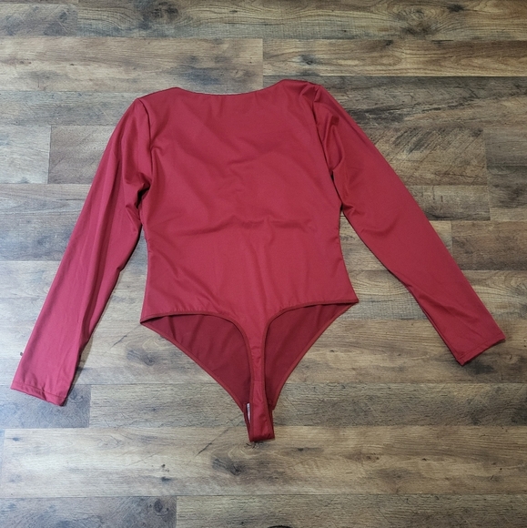 Popilush Women's Longsleeve Maroon Shapewear Tummy Control Bodysuit Size XXL - Picture 11 of 11